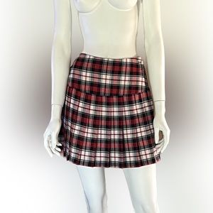 Express Vintage red pleated plaid mini skirt Size 3/4 or XS - Y2K Punk Academia